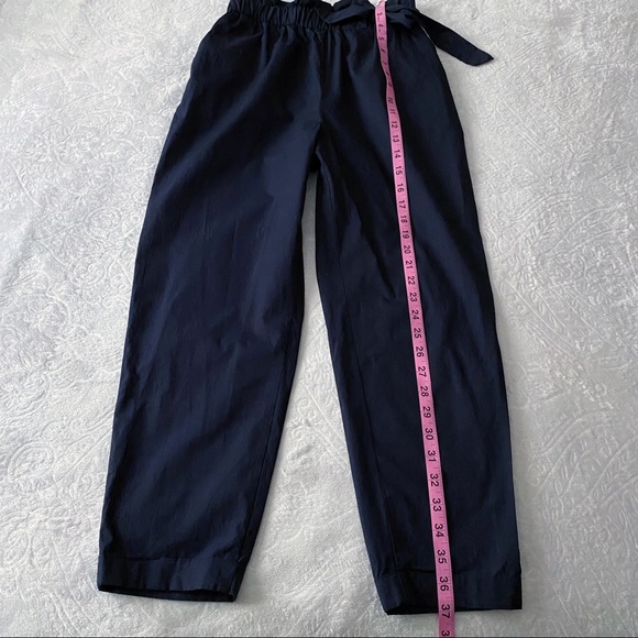 Zara Navy Blue Paper Bag Waist Pants - Picture 4 of 13